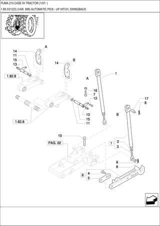 PUMA 210 CASE IH TRACTOR (1/07- )
1.89.3/01(03) (VAR. 898) AUTOMATIC PICK - UP HITCH, SWINGBACK
 