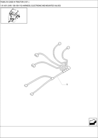 PUMA 210 CASE IH TRACTOR (1/07- )
1.91.4/01 (VAR. 108-109-110) HARNESS, ELECTRONIC MID MOUNTED VALVES
 