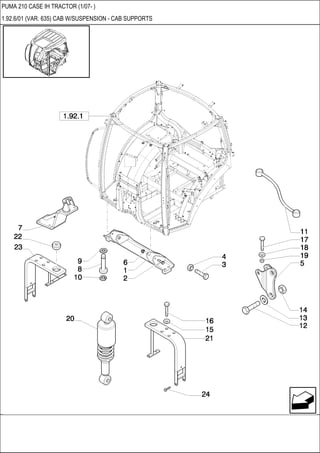 PUMA 210 CASE IH TRACTOR (1/07- )
1.92.6/01 (VAR. 635) CAB W/SUSPENSION - CAB SUPPORTS
 