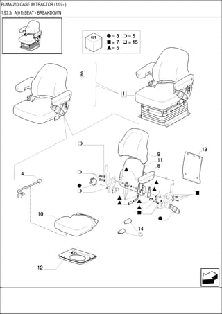 PUMA 210 CASE IH TRACTOR (1/07- )
1.93.3/ A(01) SEAT - BREAKDOWN
 
