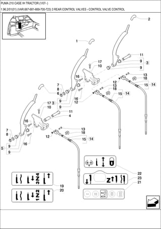PUMA 210 CASE IH TRACTOR (1/07- )
1.96.2/01(01) (VAR.667-681-669-700-723) 3 REAR CONTROL VALVES - CONTROL VALVE CONTROL
 