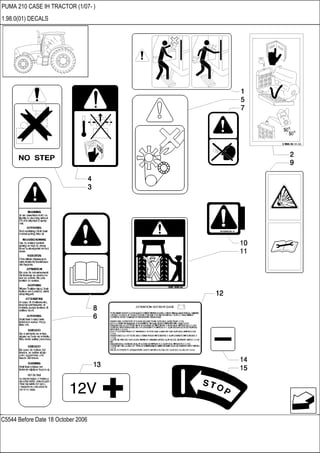 C5544 Before Date 18 October 2006
PUMA 210 CASE IH TRACTOR (1/07- )
1.98.0(01) DECALS
 