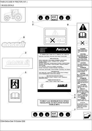 C5544 Before Date 18 October 2006
PUMA 210 CASE IH TRACTOR (1/07- )
1.98.0(02) DECALS
 