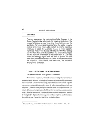 Recorte sobre o Che Guevara - tutopia e estratégia