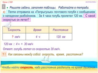 2100. 3 Класс. Урок 2.60 Взаимосвязь Скорости Времени Расстояния | PPT