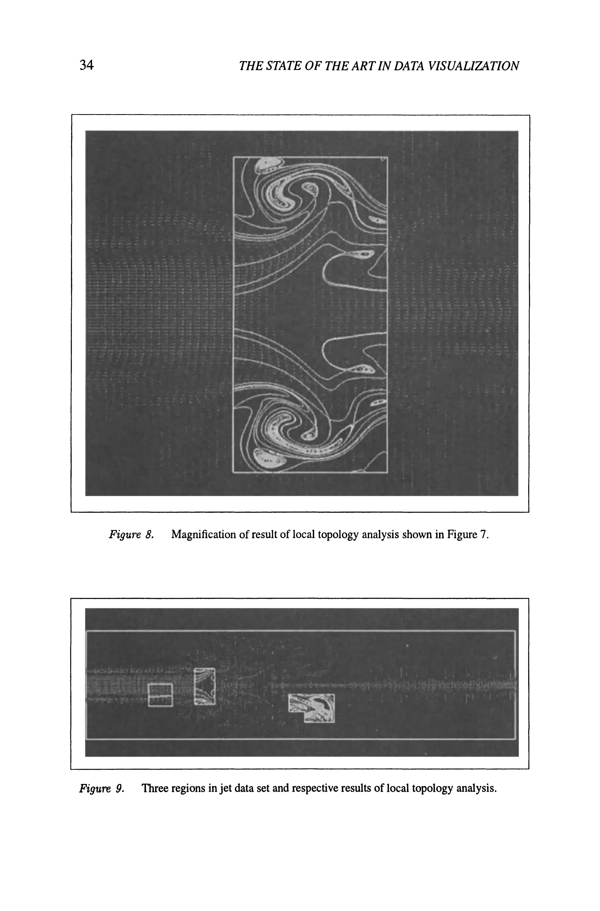 34 THE STATE OF THE ART IN DATA VISUALIZATION
Figure 8. Magnification of result of local topology analysis shown in Figure 7.
Figure 9. Three regions in jet data set and respective results of local topology analysis.
 
