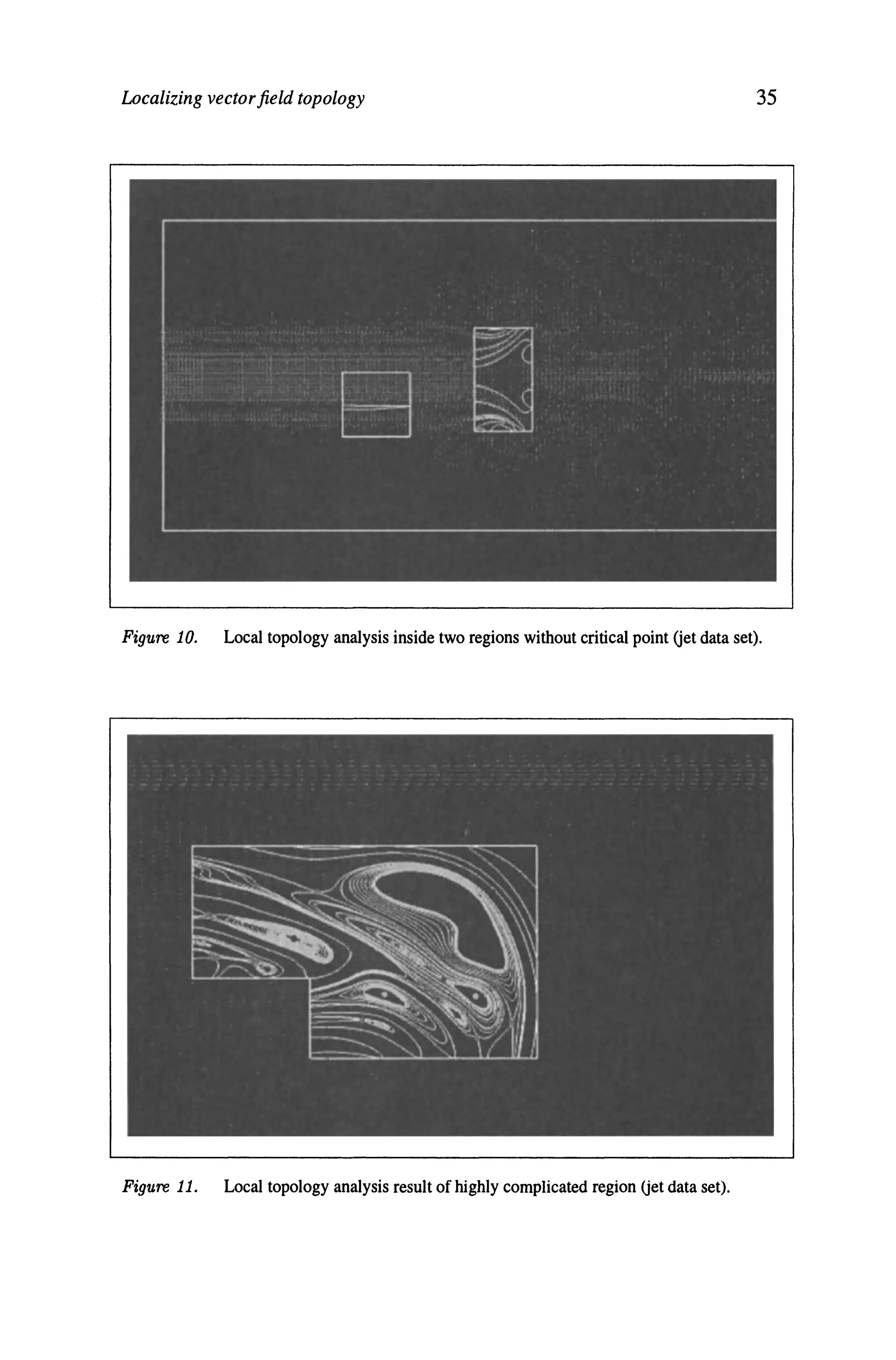Localizing vectorfield topology 35
Figure 10. Local topology analysis inside two regions without critical point Get data set).
Figure 11. Local topology analysis result of highly complicated region (jet data set).
 