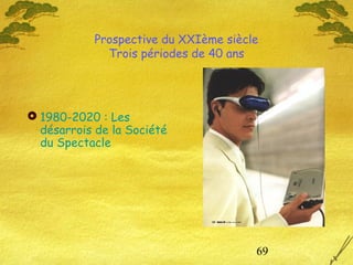 69
Prospective du XXIème siècle
Trois périodes de 40 ans
 1980-2020 : Les
désarrois de la Société
du Spectacle
 