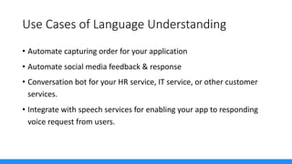 Microsoft Cognitive Services at a Glance
