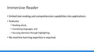 Microsoft Cognitive Services at a Glance