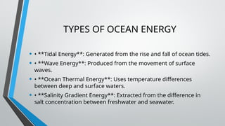seminar topic on OCEAN ENERGY CONVERTER tidal energy | PPTX