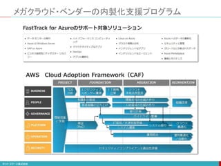 メガクラウド・ベンダーの内製化支援プログラム
FastTrack for Azureのサポート対象ソリューション
AWS Cloud Adoption Framework（CAF）
 