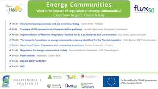 SmartEnergy
SMARTENERGY – Digitalising energy in europe
Energy Communities
What's the impact of regulation on energy communities?
Cases from Belgium, France & Italy
S M A R T E N E R G Y I S
P O W E R E D BY
 