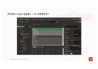 51
アプリケーション・ビルダー - ページデザイナー
Copyright © 2021, Oracle and/or its affiliates
 