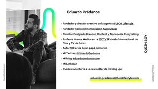 Eduardo Prádanos
eduardo.pradanos@fluorlifestyle.com
QUIÉN
SOY
- Fundador y director creativo de la agencia FLUOR Lifestyl...