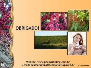 OBRIGADO!




     Website: www.peamarketing.com.br
  E-mail: peamarketing@peamarketing.com.br   © Copyright P&A
 
