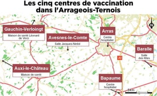 Les cinq centres de vaccination
dans l'Arrageois-Ternois
 