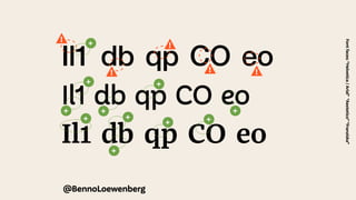 Il1 db qp CO eo
Il1 db qp CO eo
Il1 db qp CO eo
@BennoLoewenberg
Font
faces:
“Helvetica
/
Arial”
“Aestetico”
“Franziska”
!
! !
+
+ +
+
+
+ +
+
+ +
+
!
!
 