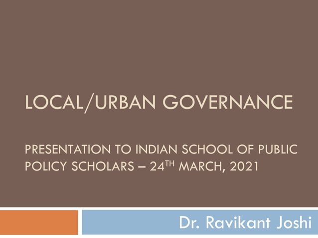 Urban Governance - Rational, Theories | PPT