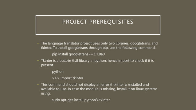 Language Translator using python and google API | PPTX