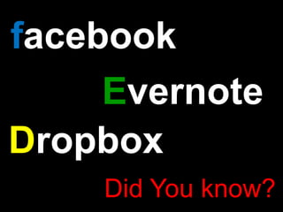 facebook
     Evernote
Dropbox
    Did You know?
 