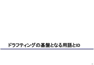 ドラフティングの基盤となる用語とID
21
 
