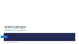 具体的な取り組み
理念を実現するためにどう取り組むのか
49
GDC : GOVERNMENT DATA COLLEGE
 
