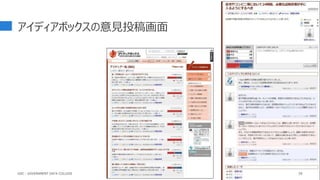 59
アイディアボックスの意見投稿画面
GDC : GOVERNMENT DATA COLLEGE
 