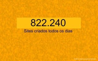822.240
Sites criados todos os dias
FONTE: http://on.mash.to/14GZ18Q
 
