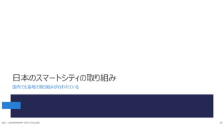 日本のスマートシティの取り組み
国内でも各地で取り組みが行われている
GDC : GOVERNMENT DATA COLLEGE 39
 