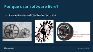 Por que usar software livre?
- Alocação mais eficiente de recursos
 