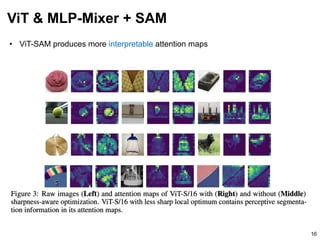 • ViT-SAM produces more interpretable attention maps
ViT & MLP-Mixer + SAM
16
 