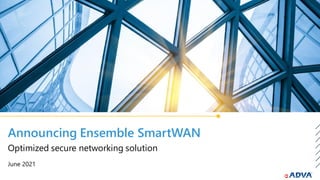 Announcing Ensemble SmartWAN
June 2021
Optimized secure networking solution
 