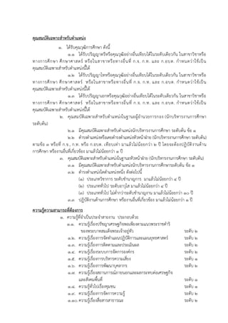 คุณสมบัติเฉพาะสาหรับตาแหน่ง
1. ได้รับคุณวุฒิกำรศึกษำ ดังนี้
1.1 ได้รับปริญญำตรีหรือคุณวุฒิอย่ำงอื่นเทียบได้ในระดับเดียวกัน ในสำขำวิชำหรือ
ทำงกำรศึกษำ ศึกษำศำสตร์ หรือในสำขำหรือทำงอื่นที่ ก.จ. ก.ท. และ ก.อบต. กำหนดว่ำใช้เป็น
คุณสมบัติเฉพำะสำหรับตำแหน่งนี้ได้
1.2 ได้รับปริญญำโทหรือคุณวุฒิอย่ำงอื่นเทียบได้ในระดับเดียวกัน ในสำขำวิชำหรือ
ทำงกำรศึกษำ ศึกษำศำสตร์ หรือในสำขำหรือทำงอื่นที่ ก.จ. ก.ท. และ ก.อบต. กำหนดว่ำใช้เป็น
คุณสมบัติเฉพำะสำหรับตำแหน่งนี้ได้
1.3 ได้รับปริญญำเอกหรือคุณวุฒิอย่ำงอื่นเทียบได้ในระดับเดียวกัน ในสำขำวิชำหรือ
ทำงกำรศึกษำ ศึกษำศำสตร์ หรือในสำขำหรือทำงอื่นที่ ก.จ. ก.ท. และ ก.อบต. กำหนดว่ำใช้เป็น
คุณสมบัติเฉพำะสำหรับตำแหน่งนี้ได้
2. คุณสมบัติเฉพำะสำหรับตำแหน่งในฐำนะผู้อำนวยกำรกอง (นักบริหำรงำนกำรศึกษำ
ระดับต้น)
2.1 มีคุณสมบัติเฉพำะสำหรับตำแหน่งนักบริหำรงำนกำรศึกษำ ระดับต้น ข้อ 1
2.2 ดำรงตำแหน่งหรือเคยดำรงตำแหน่งหัวหน้ำฝ่ำย (นักบริหำรงำนกำรศึกษำ ระดับต้น)
ตำมข้อ 3 หรือที่ ก.จ., ก.ท. หรือ ก.อบต. เทียบเท่ำ มำแล้วไม่น้อยกว่ำ 2 ปี โดยจะต้องปฏิบัติงำนด้ำน
กำรศึกษำ หรืองำนอื่นที่เกี่ยวข้อง มำแล้วไม่น้อยกว่ำ 1 ปี
3. คุณสมบัติเฉพำะสำหรับตำแหน่งในฐำนะหัวหน้ำฝ่ำย (นักบริหำรงำนกำรศึกษำ ระดับต้น)
3.1 มีคุณสมบัติเฉพำะสำหรับตำแหน่งนักบริหำรงำนกำรศึกษำระดับต้น ข้อ 1
3.2 ดำรงตำแหน่งใดตำแหน่งหนึ่ง ดังต่อไปนี้
(1) ประเภทวิชำกำร ระดับชำนำญกำร มำแล้วไม่น้อยกว่ำ 4 ปี
(2) ประเภททั่วไป ระดับอำวุโส มำแล้วไม่น้อยกว่ำ 4 ปี
(3) ประเภททั่วไป ไม่ต่ำกว่ำระดับชำนำญงำน มำแล้วไม่น้อยกว่ำ 10 ปี
3.3 ปฏิบัติงำนด้ำนกำรศึกษำ หรืองำนอื่นที่เกี่ยวข้อง มำแล้วไม่น้อยกว่ำ 1 ปี
ความรู้ความสามารถที่ต้องการ
1. ควำมรู้ที่จำเป็นประจำสำยงำน ประกอบด้วย
1.1. ควำมรู้เรื่องปรัชญำเศรษฐกิจพอเพียงตำมแนวพระรำชดำริ
ของพระบำทสมเด็จพระเจ้ำอยู่หัว ระดับ 2
1.2. ควำมรู้เรื่องกำรจัดทำแผนปฏิบัติกำรและแผนยุทธศำสตร์ ระดับ 2
1.3. ควำมรู้เรื่องกำรติดตำมและประเมินผล ระดับ 2
1.4. ควำมรู้เรื่องระบบกำรจัดกำรองค์กร ระดับ 2
1.5. ควำมรู้เรื่องกำรบริหำรควำมเสี่ยง ระดับ 1
1.6. ควำมรู้เรื่องกำรพัฒนำบุคลำกร ระดับ 2
1.7. ควำมรู้เรื่องสถำนกำรณ์ภำยนอกและผลกระทบต่อเศรษฐกิจ
และสังคมพื้นที่ ระดับ 1
1.8. ควำมรู้ทั่วไปเรื่องชุมชน ระดับ 1
1.9. ควำมรู้เรื่องกำรจัดกำรควำมรู้ ระดับ 2
1.10.ควำมรู้เรื่องสื่อสำรสำธำรณะ ระดับ 2
 