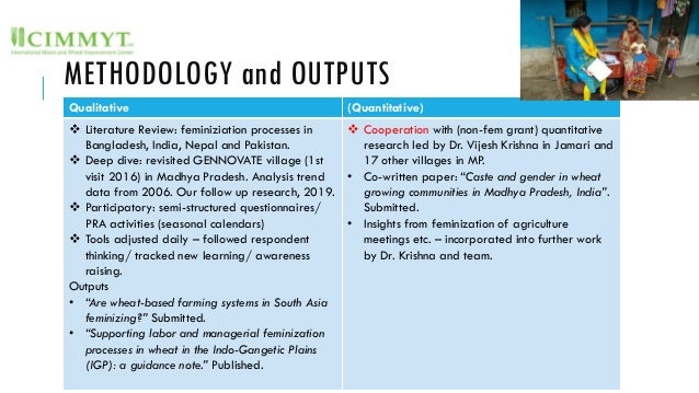 METHODOLOGY and OUTPUTS
Qualitative (Quantitative)
❖ Literature Review: feminiziation processes in
Bangladesh, India, Nepa...