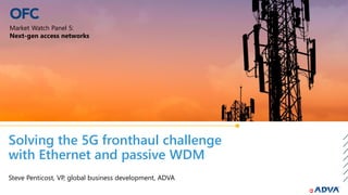 Solving the 5G fronthaul challenge
with Ethernet and passive WDM
Steve Penticost, VP, global business development, ADVA
Market Watch Panel 5:
Next-gen access networks
 