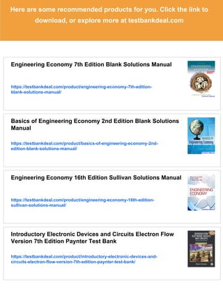 Engineering Economy 8th Edition Blank Solutions Manual | PDF