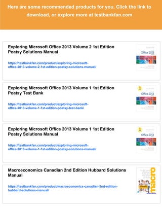 Exploring Microsoft Office 2013 Volume 2 1st Edition Poatsy Test Bank | PDF