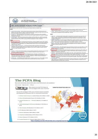 28/08/2021
20
https://fcpablog.com/2021/05/26/whats-new-on-the-fcpa-top-ten-list/
 