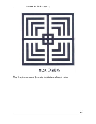 CURSO DE RADIESTESIA
Mesa de amiens, para envio de energias à distância na radiestesia cônica
44
 