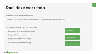 Doel deze workshop
•
•
•
•
Gebruiker
Ontwikkelaar
Kennisleverancier
 