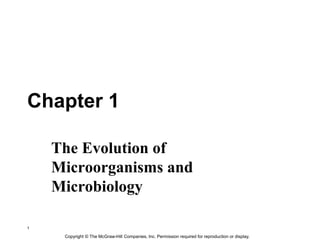 Copyright © The McGraw-Hill Companies, Inc. Permission required for reproduction or display.
1
Chapter 1
The Evolution of
Microorganisms and
Microbiology
 