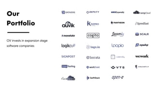 OV invests in expansion stage
software companies
Our
Portfolio
 