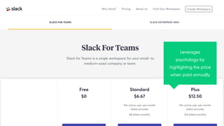 Leverages
psychology by
highlighting the price
when paid annually
 