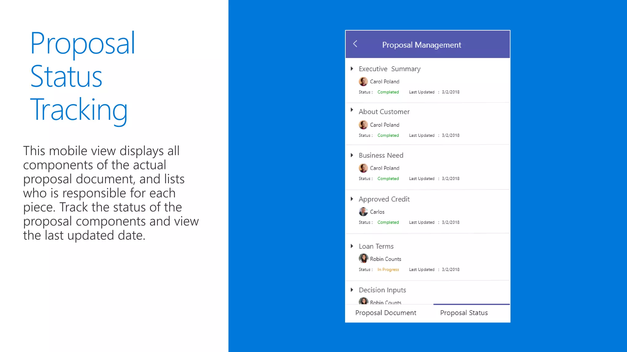 Proposal
Status
Tracking
 