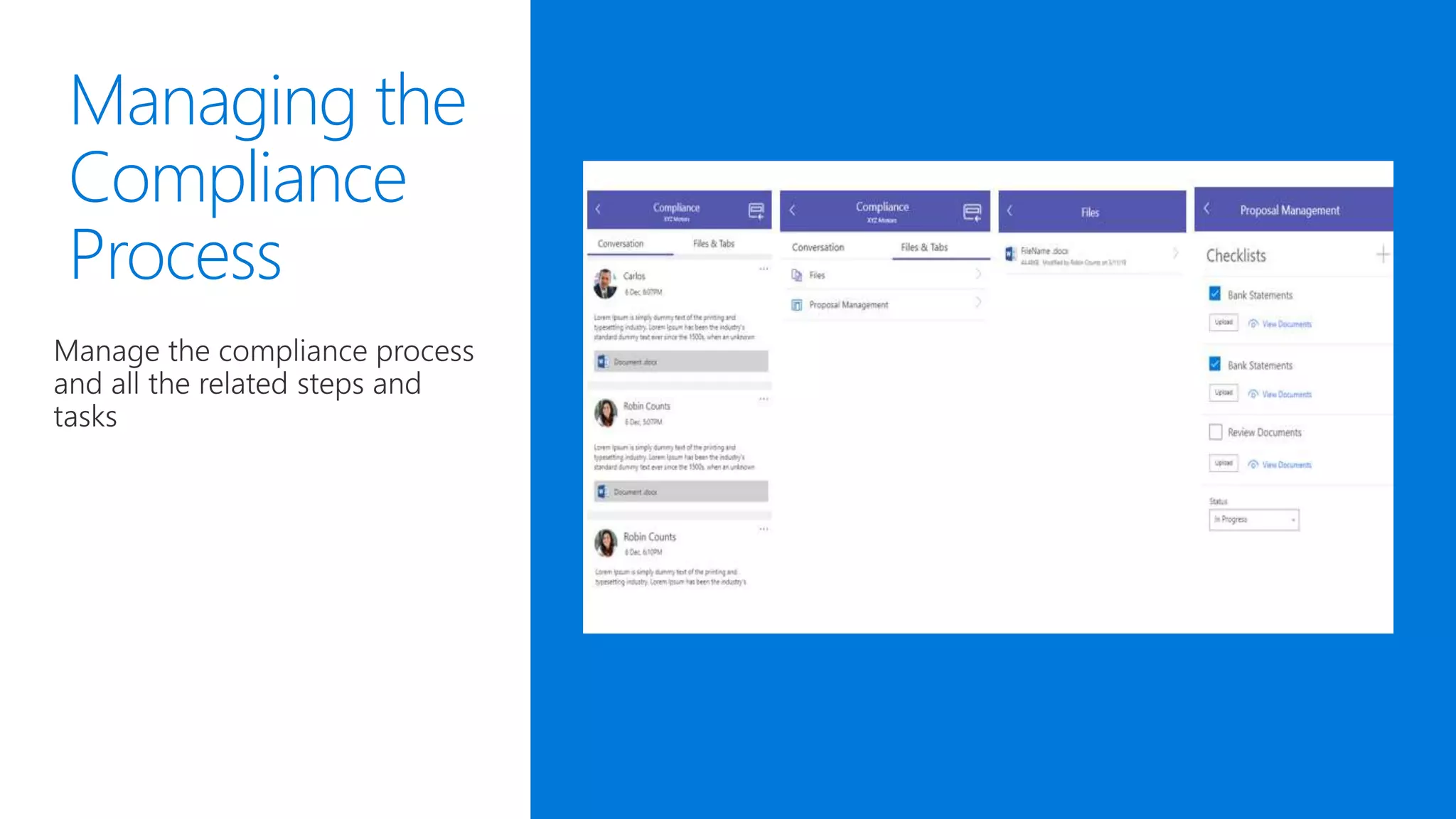 Managing the
Compliance
Process
 