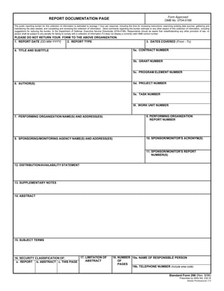 REPORT DOCUMENTATION PAGE Form Approved
OMB No. 0704-0188
1. REPORT DATE (DD-MM-YYYY) 2. REPORT TYPE
4. TITLE AND SUBTITLE 5a. CONTRACT NUMBER
6. AUTHOR(S)
7. PERFORMING ORGANIZATION NAME(S) AND ADDRESS(ES)
9. SPONSORING/MONITORING AGENCY NAME(S) AND ADDRESS(ES)
8. PERFORMING ORGANIZATION
REPORT NUMBER
10. SPONSOR/MONITOR'S ACRONYM(S)
13. SUPPLEMENTARY NOTES
12. DISTRIBUTION/AVAILABILITY STATEMENT
14. ABSTRACT
15. SUBJECT TERMS
18. NUMBER
OF
PAGES
19a. NAME OF RESPONSIBLE PERSON
a. REPORT b. ABSTRACT c. THIS PAGE
17. LIMITATION OF
ABSTRACT
Standard Form 298 (Rev. 8/98)
Prescribed by ANSI Std. Z39.18
Adobe Professional 7.0
PLEASE DO NOT RETURN YOUR FORM TO THE ABOVE ORGANIZATION.
3. DATES COVERED (From - To)
5b. GRANT NUMBER
5c. PROGRAM ELEMENT NUMBER
5d. PROJECT NUMBER
5e. TASK NUMBER
5f. WORK UNIT NUMBER
11. SPONSOR/MONITOR'S REPORT
NUMBER(S)
16. SECURITY CLASSIFICATION OF:
19b. TELEPHONE NUMBER (Include area code)
The public reporting burden for this collection of information is estimated to average 1 hour per response, including the time for reviewing instructions, searching existing data sources, gathering and
maintaining the data needed, and completing and reviewing the collection of information. Send comments regarding this burden estimate or any other aspect of this collection of information, including
suggestions for reducing the burden, to the Department of Defense, Executive Service Directorate (0704-0188). Respondents should be aware that notwithstanding any other provision of law, no
person shall be subject to any penalty for failing to comply with a collection of information if it does not display a currently valid OMB control number.
06-30-2015 Final Report April 2012 - June 2015
Experimental Studies of Premixed Flame Structure and
Propagation Characteristics in Compressible Flow
FA9550-12-1-0107
Suresh Menon and Robert Pitz
Georgia Institute of Technology
School of Aerospace Engineering
270 Ferst Dr, Atlanta, Ga 30332-0150
Air Force Office of Science and Research
875 Randolph Street
Suite 325 Room 3112
Arlington, VA 22203 USA
Distribution A - Approved for Public Release
Understanding the nature of premixed combustion in highly turbulent conditions and in compressible flow offers a new paradigm shift in the design
of future high-pressure gas turbines and scramjets. Experimental data in these regimes provides hitherto unavailable insight and offer new ways to
develop accurate and efficient computational models of turbulent premixed combustion, especially subgrid-scale (SGS) models for large-eddy
simulation (LES). In these studies, comprehensive experimental efforts were performed to study turbulent premixed combustion in a configuration
that deliberately avoided mean strain effects and focused solely on the interaction of a premixed flame in high Reynolds number, isotropic
turbulence over a range of Mach numbers. Two experiments were developed to create this uniform premixed flow with upstream active turbulence
generation in the subsonic and supersonic regimes. Turbulent statistics are reported for a variety of conditions using hotwire anemometry and PIV.
Flame kernels were generated via laser plasma ignition, and their growth monitored using chemiluminescence, Schlieren, and PLIF imaging. Flame
growth statistics show good agreement with classical flame bomb studies in low speeds but deviate with increasing Mach number.
Premixed flames, compressible flows, supersonic combustion, flame structure
Unclassified 232
Suresh Menon
404-894-9126
Reset
 