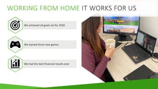 WORKING FROM HOME IT WORKS FOR US
We achieved all goals set for 2020
We started three new games
We had the best financial ...