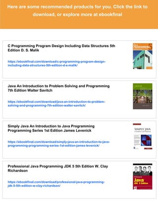 Java programming from problem analysis to program design 5th ed Edition ...