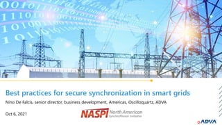 Best practices for secure synchronization in smart grids
Oct 6, 2021
Nino De Falcis, senior director, business development, Americas, Oscilloquartz, ADVA
 